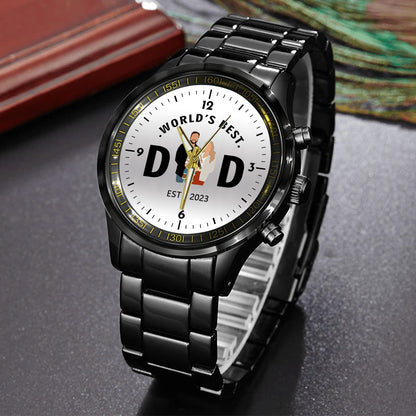 Father's Day Gift For Dad Personalized Alloy World's Best Dad Quartz Watch with Family Photos