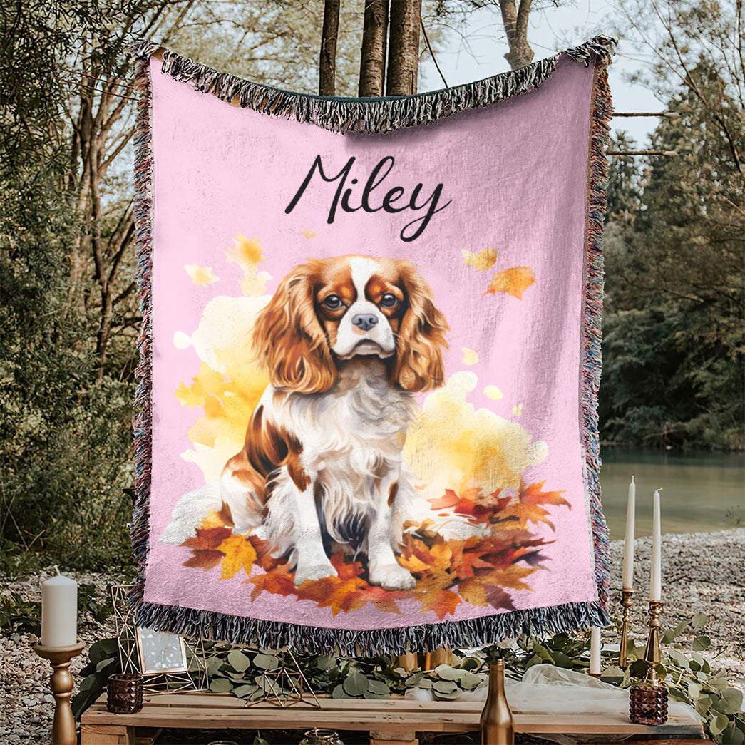 Personalized Pet Autumn Christmas Woven Blanket