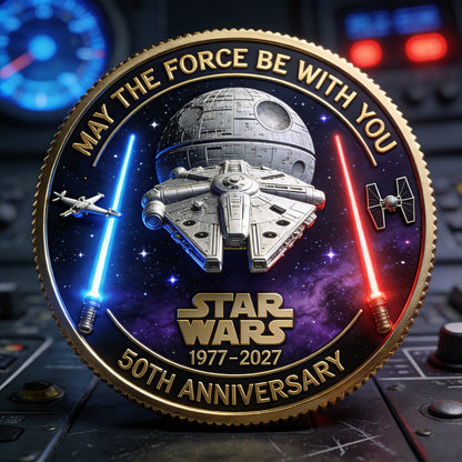 Star Wars 50th Anniversary Printed Commemorative Coin 1977–2027 – Limited Edition Collector’s Coin