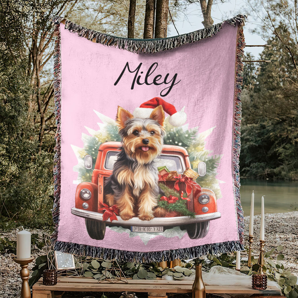 Personalized Pet Christmas Car Woven Blanket