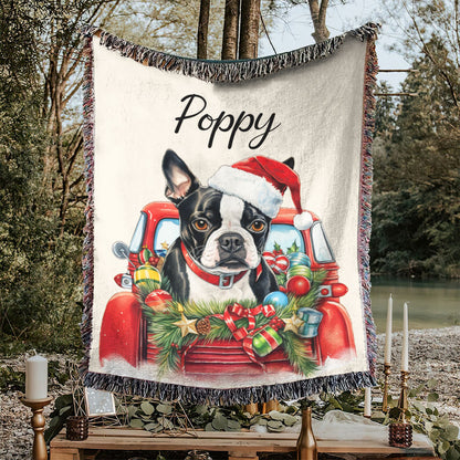 Personalized Pet Christmas Car Woven Blanket