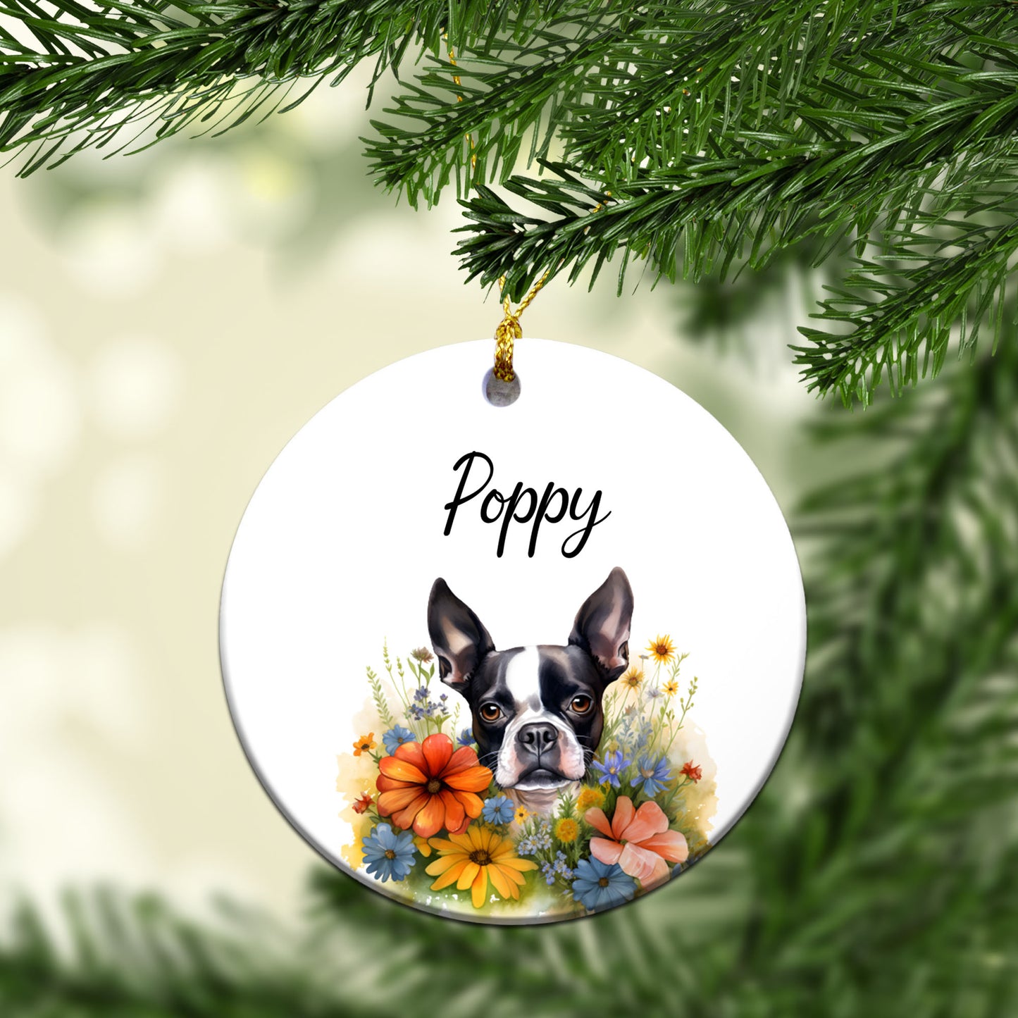 Personalized Pet Flower Custom Ceramic Ornament