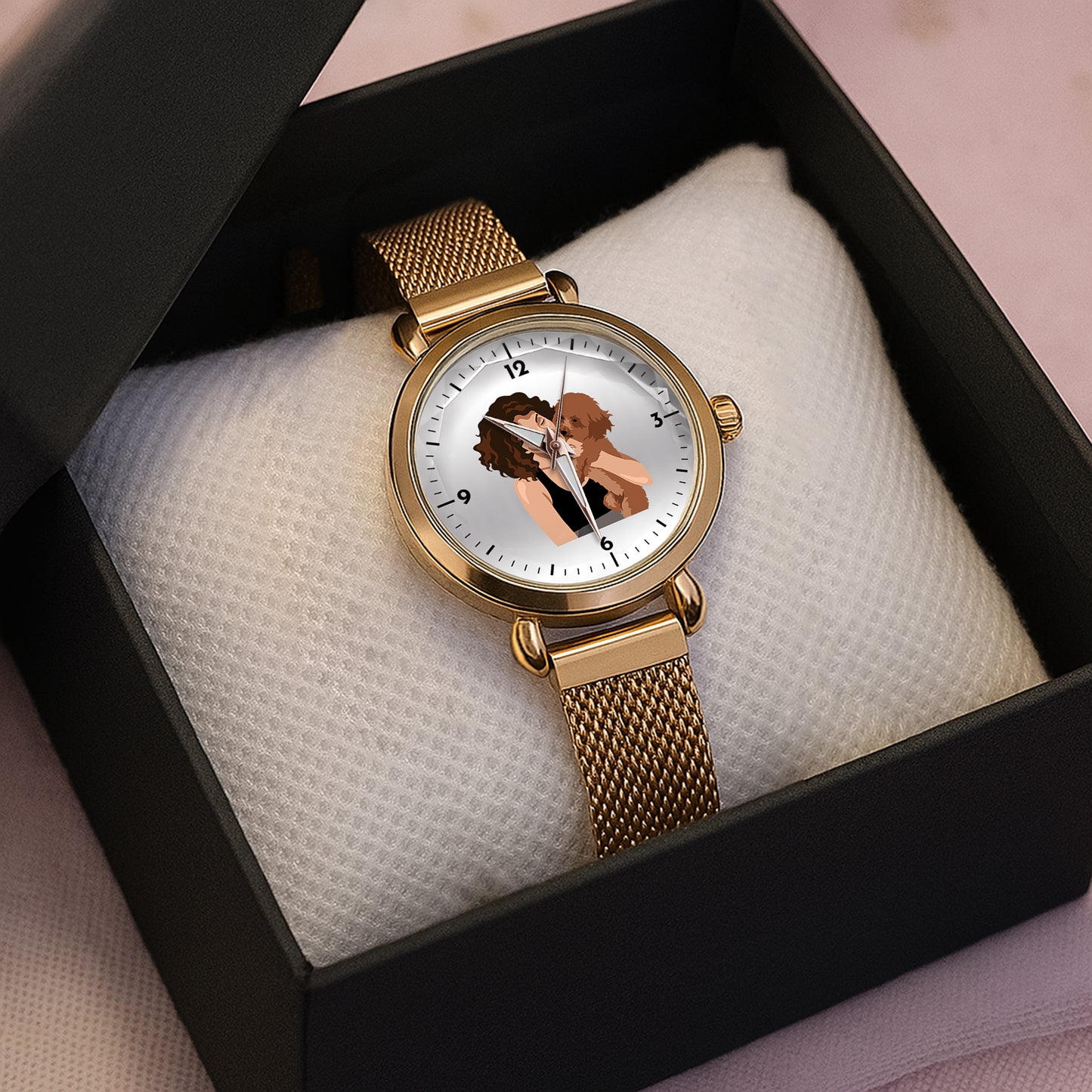 Mother's Day Gift For Mom Personalized Photos With Pet Mesh Strap Quartz Watch