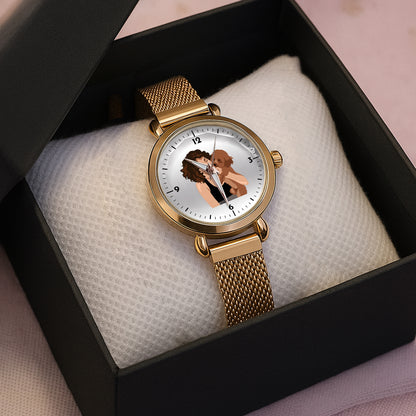 Mother's Day Gift For Mom Personalized Photos With Pet Mesh Strap Quartz Watch