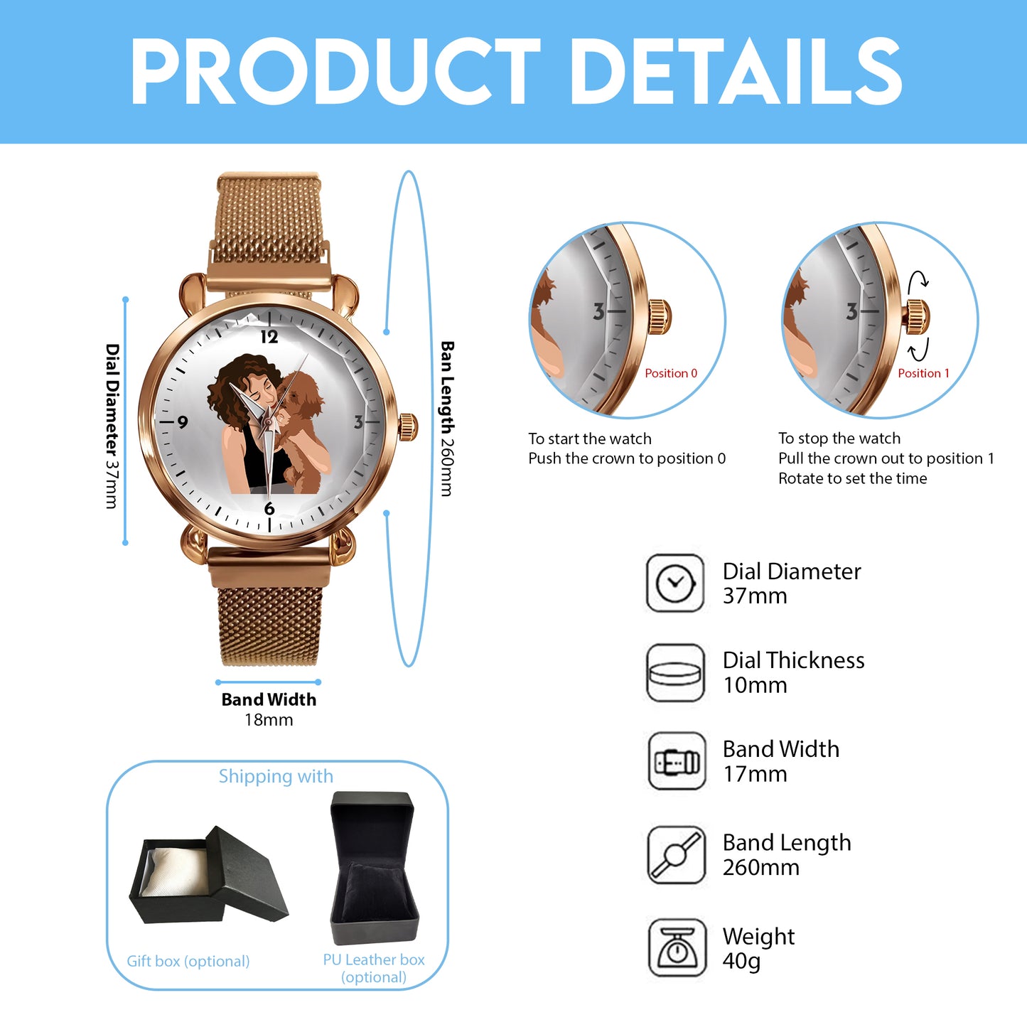 Mother's Day Gift For Mom Personalized Photos With Pet Mesh Strap Quartz Watch