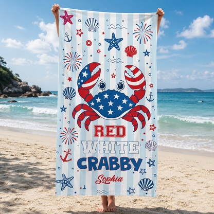Personalized Grab Beach Towel Custome Name Patriotic Gift
