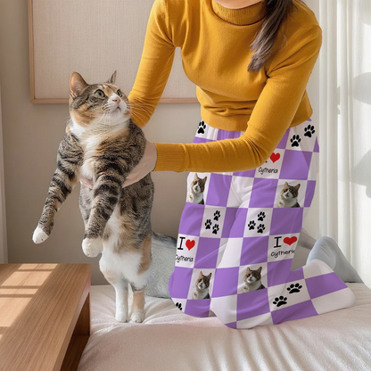 I ❤️ My Pet Pajamas – Custom Pet Dog Cat Photo & Name | Cozy Personalized Lounge Pants