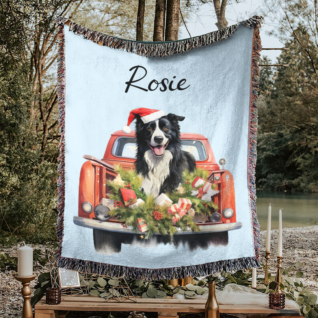 Personalized Pet Christmas Car Woven Blanket