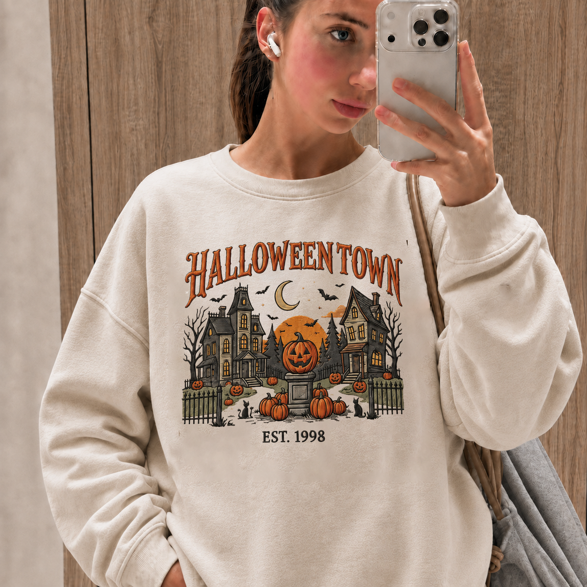 Halloween Town Embroidered Sweatshirt