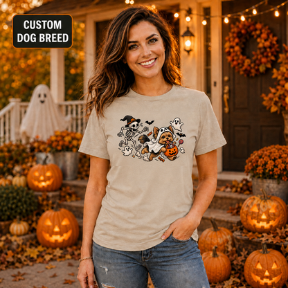 Halloween Custom Dog Breed & Skeleton Printed Graphic Sweatshirt T-Shirt