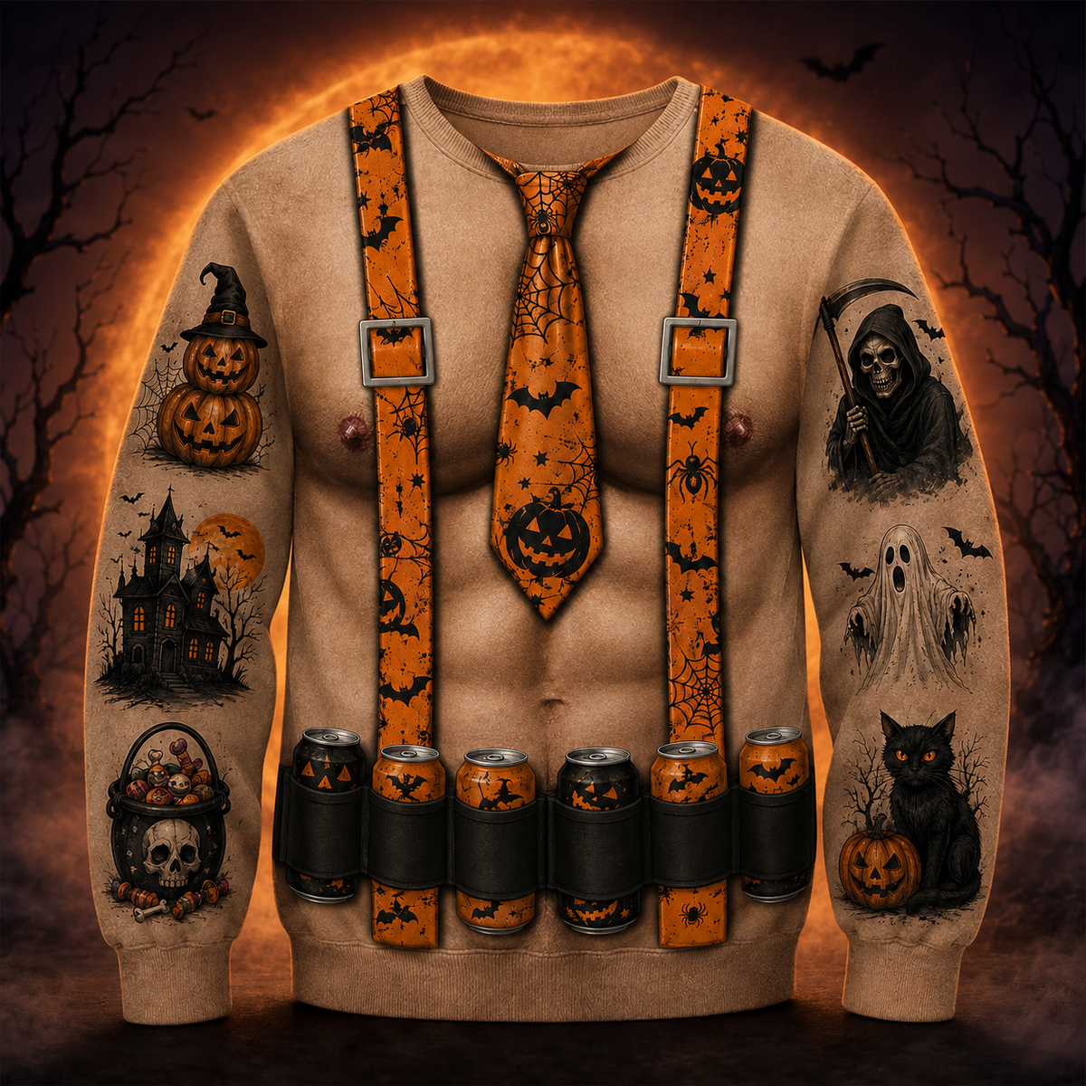 Personalized Halloween Tie Soldier Style Funny Sweatshirt