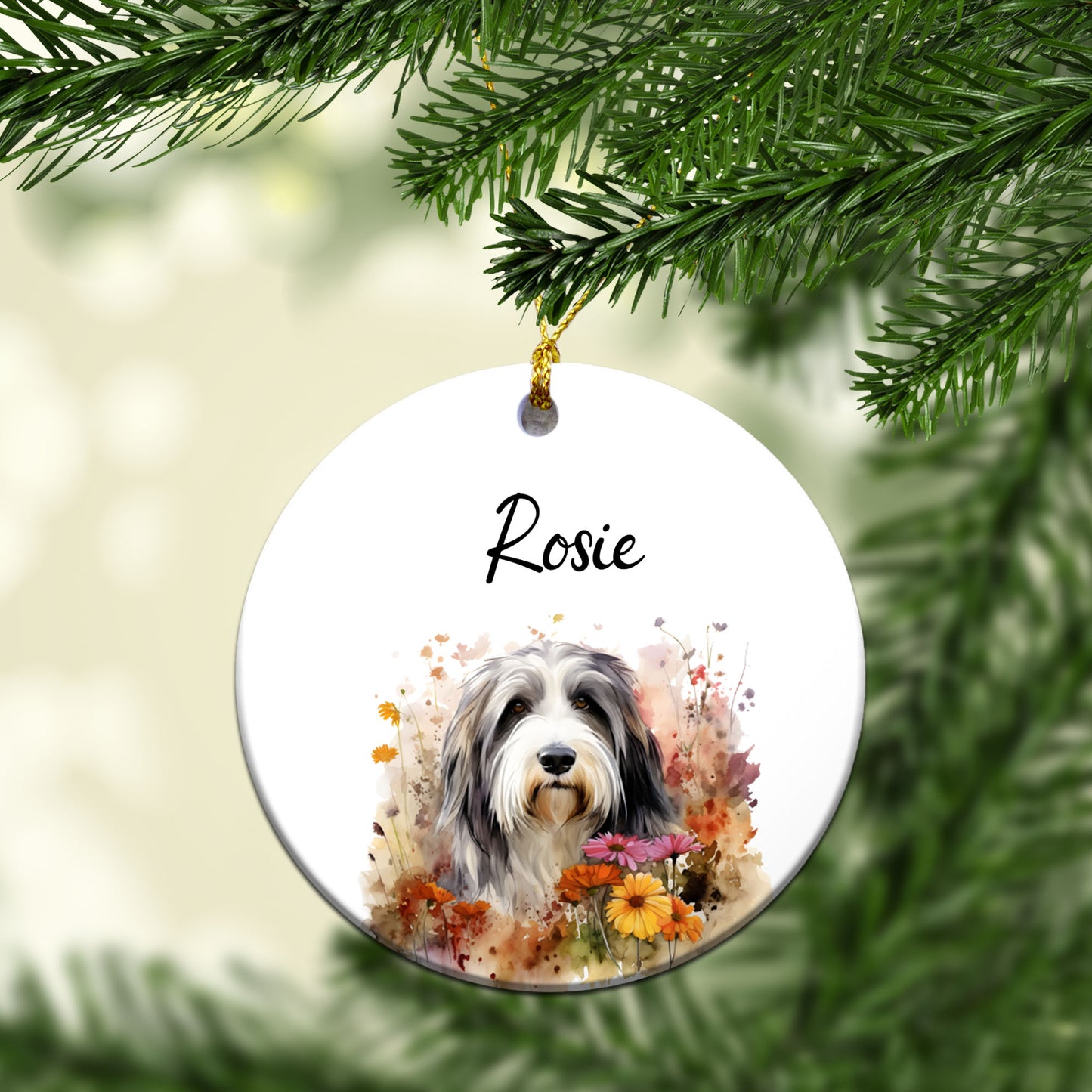 Personalized Pet Flower Custom Ceramic Ornament