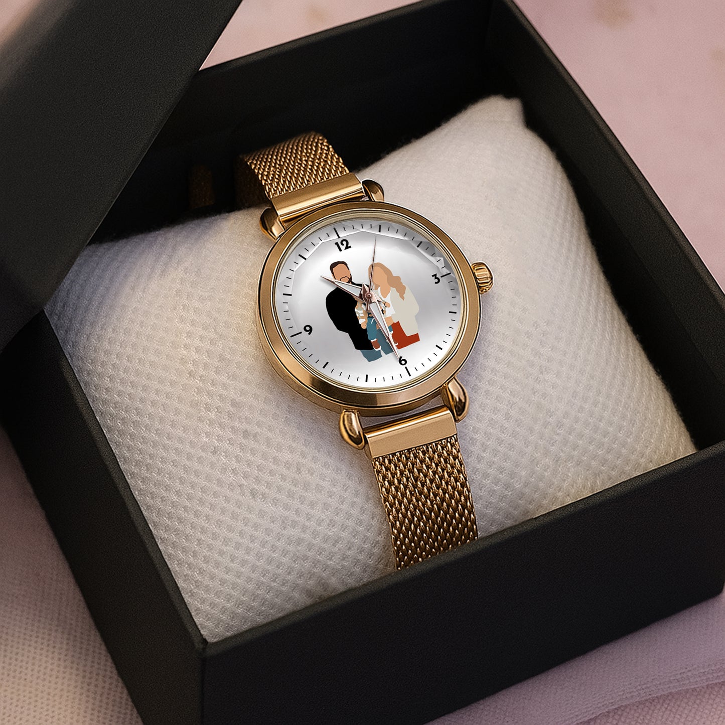 Mother's Day Father's Day Personalized Family Photo Mesh Strap Quartz Watch