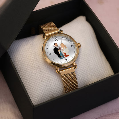 Mother's Day Father's Day Personalized Family Photo Mesh Strap Quartz Watch
