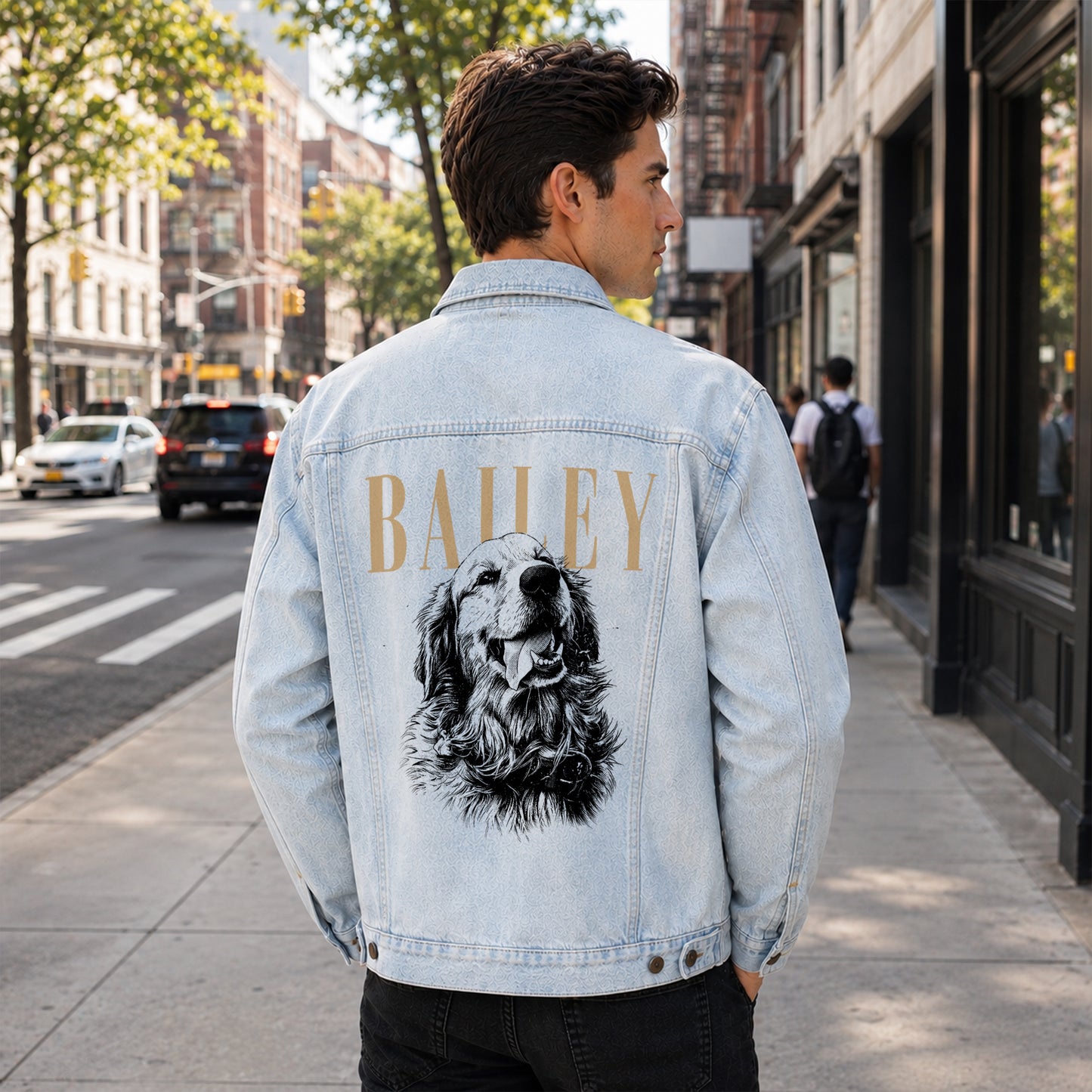 Custom Pet's Photo & Name Denim Jacket