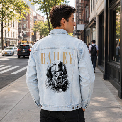 Custom Pet's Photo & Name Denim Jacket