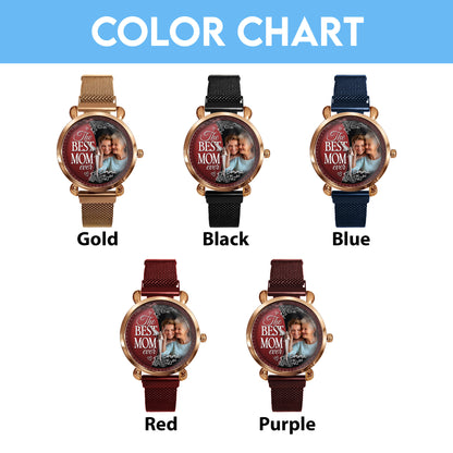 Mother's Day Gift For Best Mom Ever Personalized Photos Mesh Strap Quartz Watch