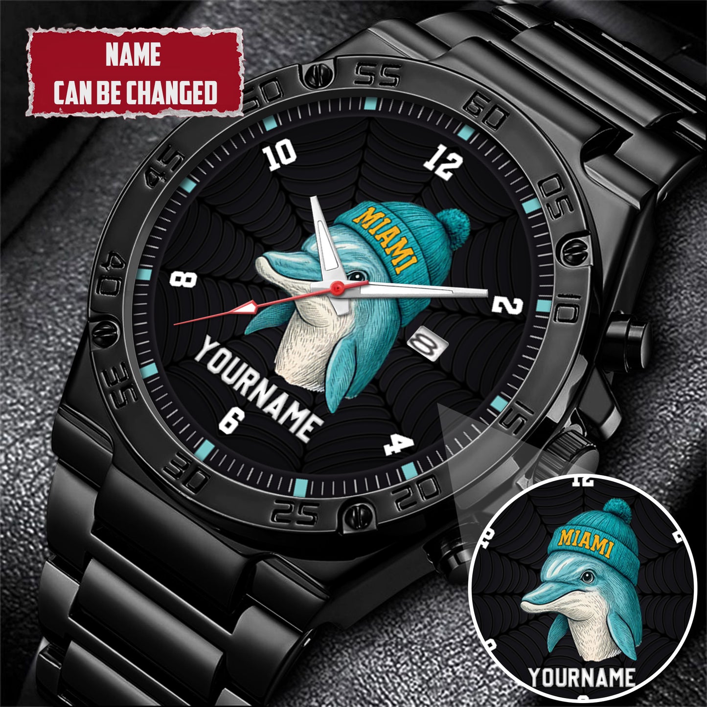 Personalized Retro Mascot Football Custom Name Watch Father's Day Gift For Him