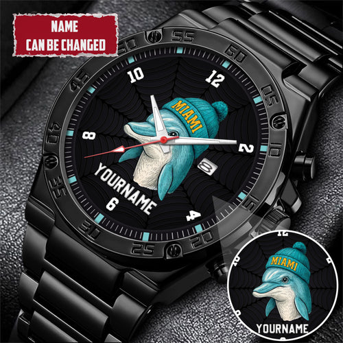 Personalized Retro Mascot Football Custom Name Watch Father's Day Gift For Him