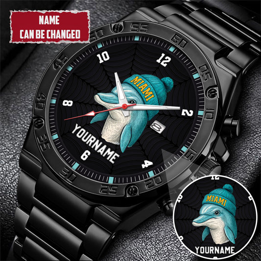 Personalized Retro Mascot Football Custom Name Watch Father's Day Gift For Him