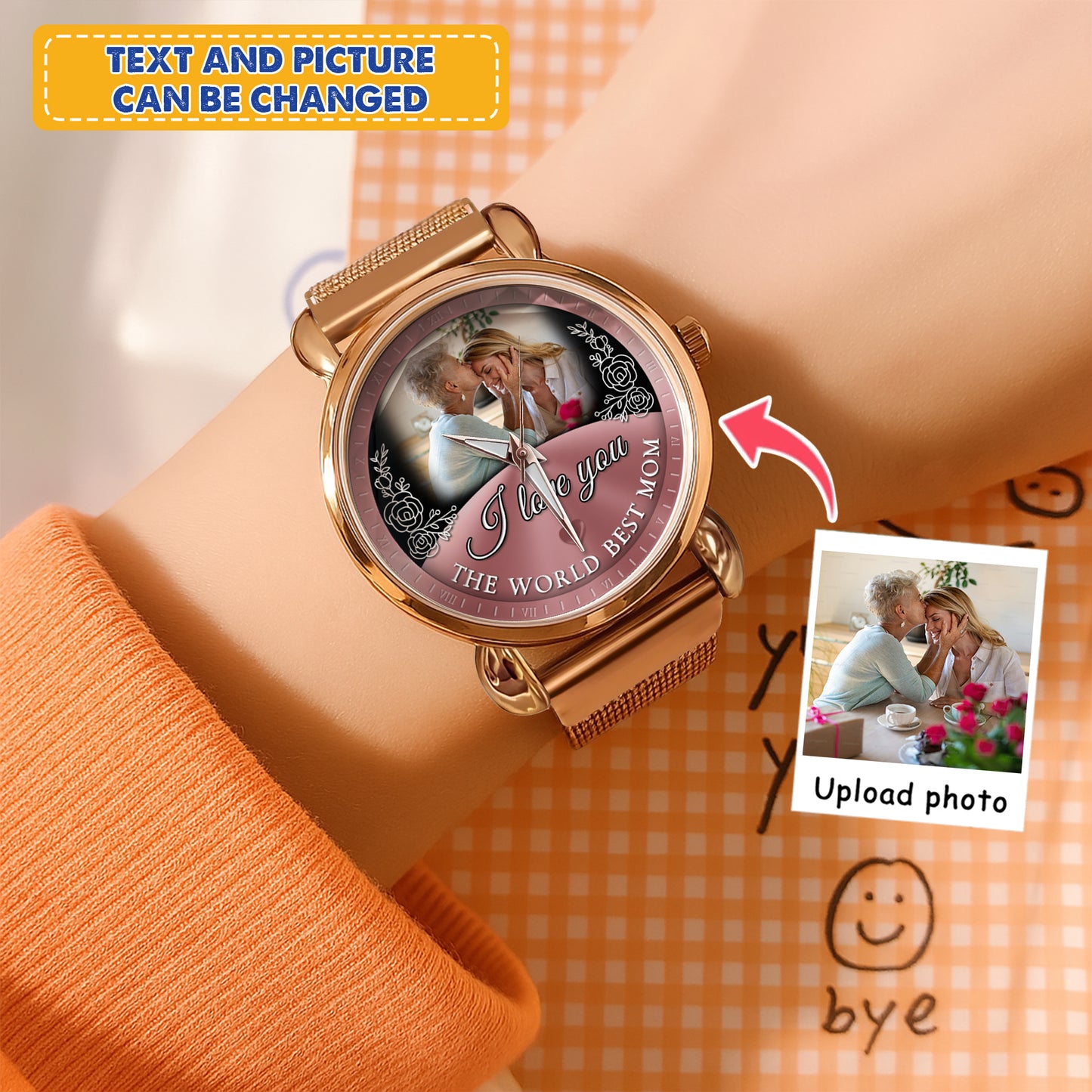 Mother's Day Gift For Best Mom Ever Personalized Photos Mesh Strap Quartz Watch