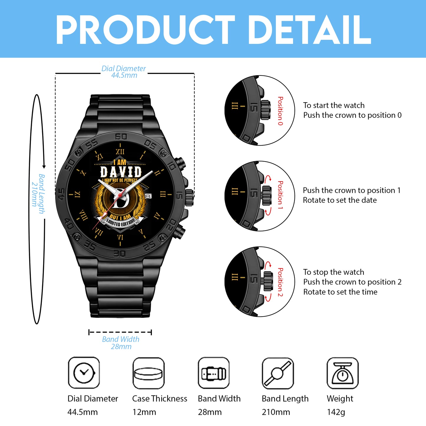 Personalized Limited Edition Custom Name Watch Father's Day Gift For Him