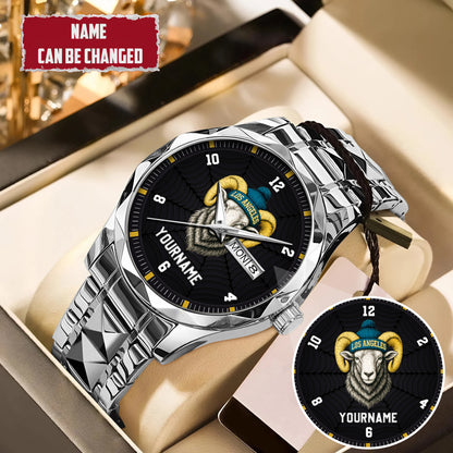 Personalized Retro Mascot Football Custom Name Watch Father's Day Gift For Him
