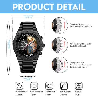 Personalized Family Photo I Love You Forever & Always Watch Father's Day Gift For Dad