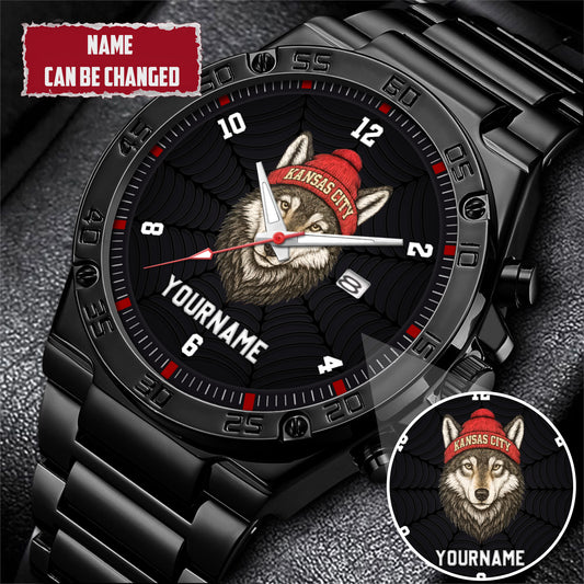 Personalized Retro Mascot Football Custom Name Watch Father's Day Gift For Him