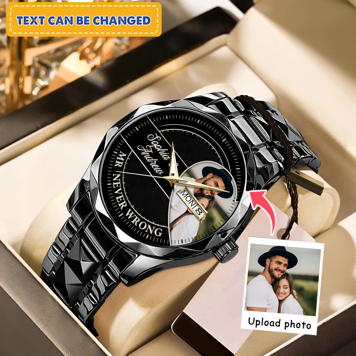 Personalized Heart Couple Photo Keepsake Watches