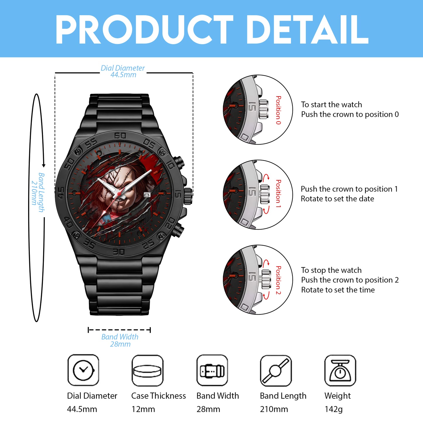 Halloween Horror Movies Personalized Quartz Watch
