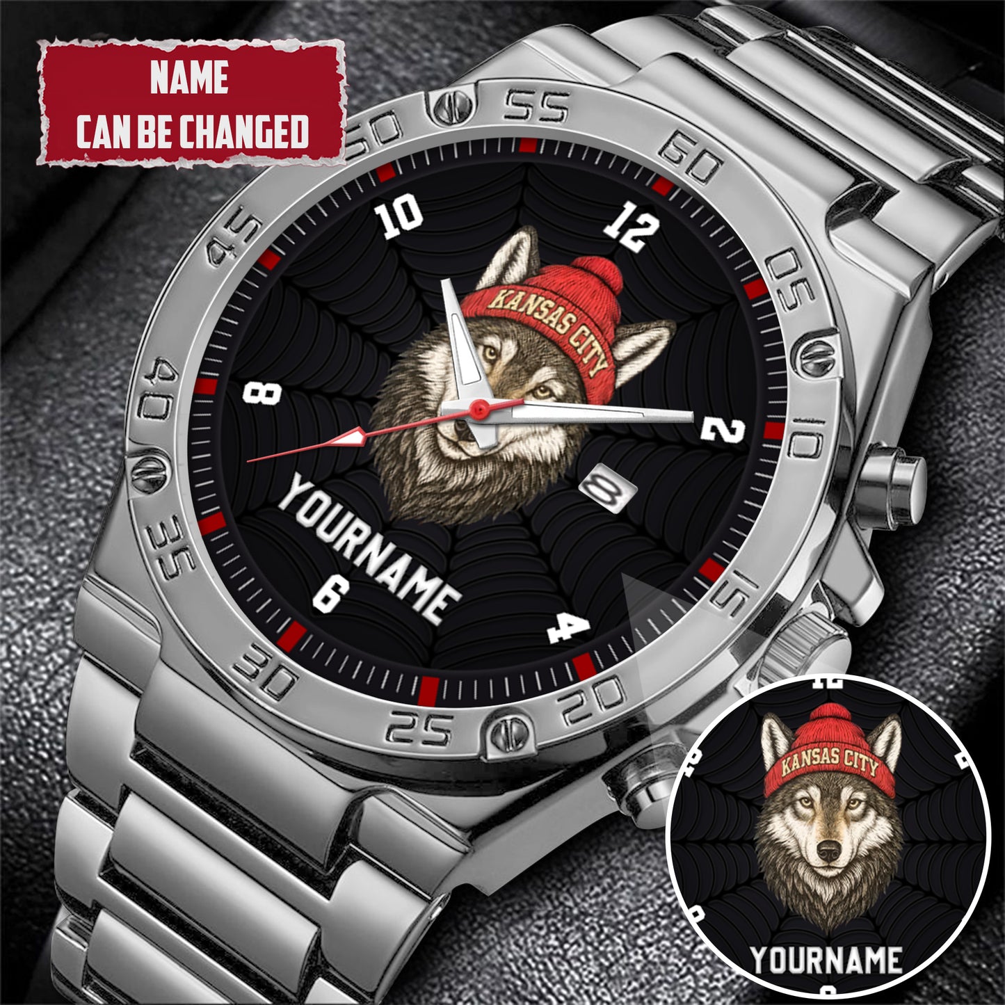 Personalized Retro Mascot Football Custom Name Watch Father's Day Gift For Him