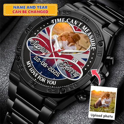 Personalized Family Photo Couple Photo Upload - Custom Stainless Steel Watches - Union Flag Edition