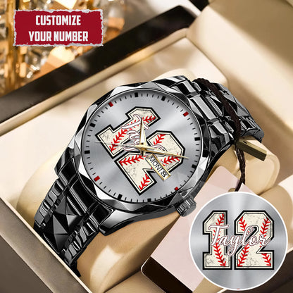 Personalized Baseball Custom Name & Number Watch Father's Day Gift For Him
