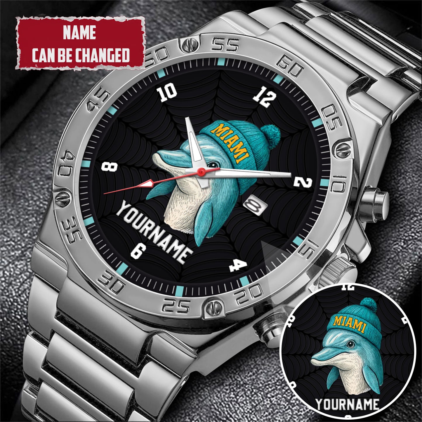Personalized Retro Mascot Football Custom Name Watch Father's Day Gift For Him