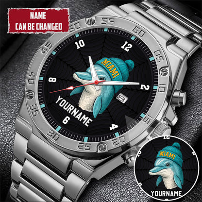 Personalized Retro Mascot Football Custom Name Watch Father's Day Gift For Him