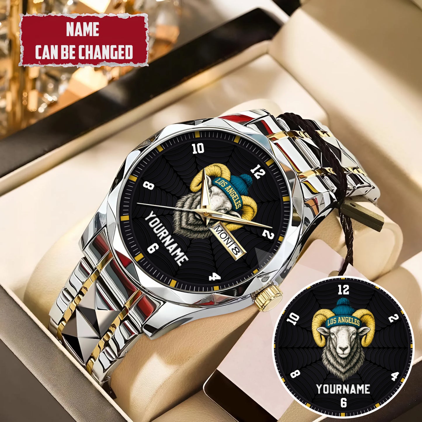 Personalized Retro Mascot Football Custom Name Watch Father's Day Gift For Him