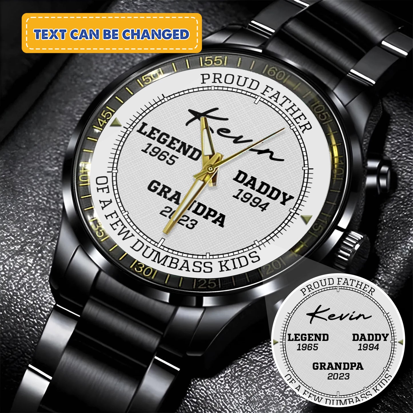 Personalized Legend Since - Custom Stainnless Steal Black Metal Father Watch