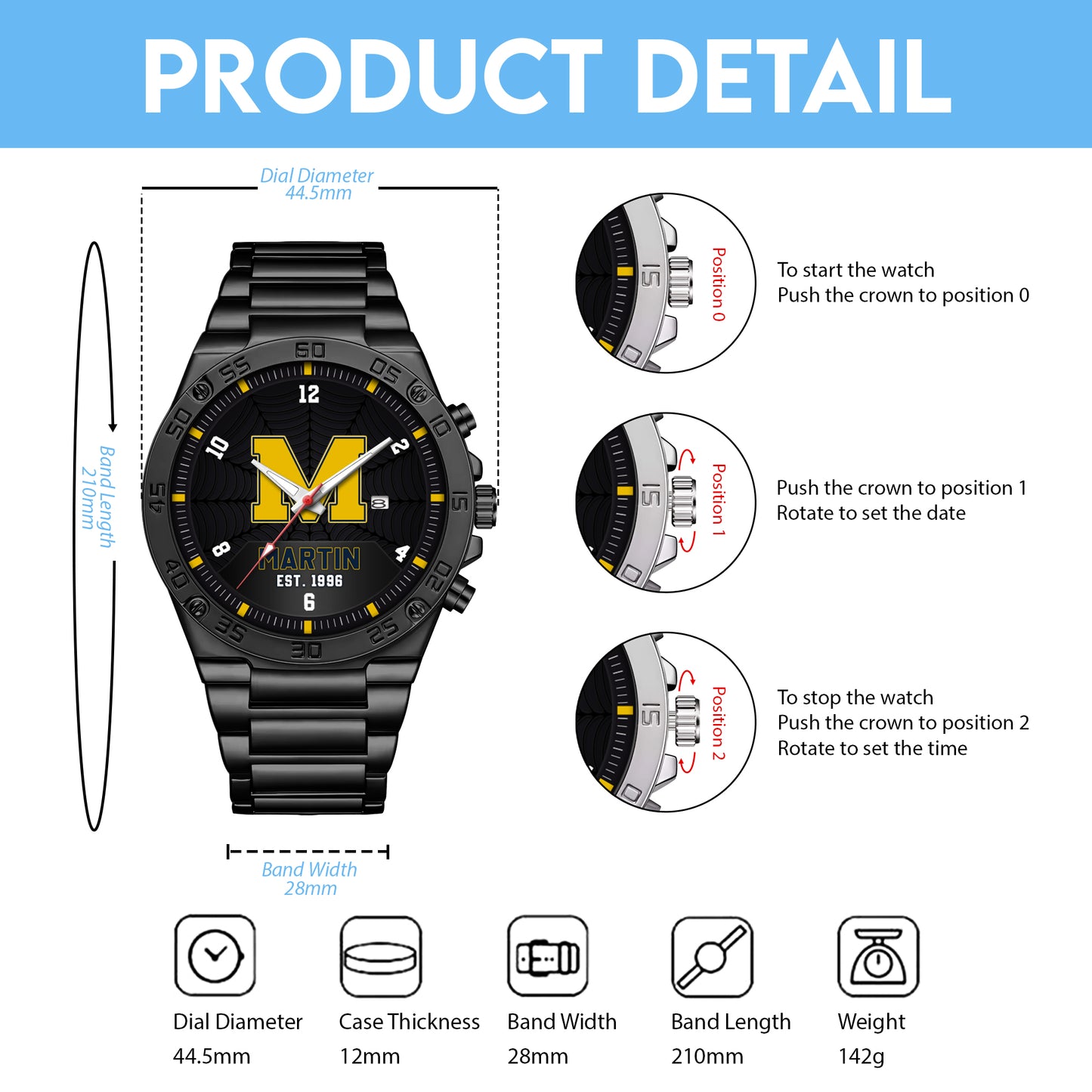 Personalized Name Quartz Watch Father's Day Gift For Him