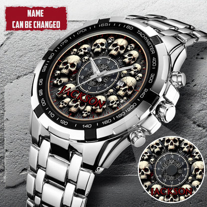 Personalized Halloween Skull Custom Name Quartz Watch