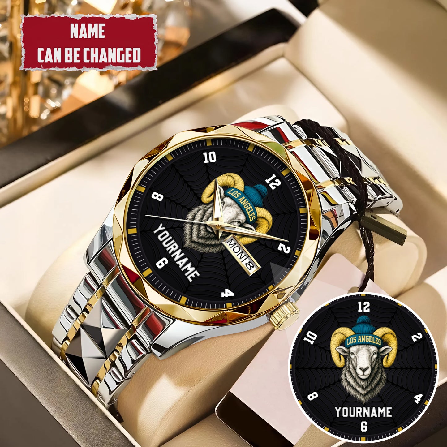 Personalized Retro Mascot Football Custom Name Watch Father's Day Gift For Him