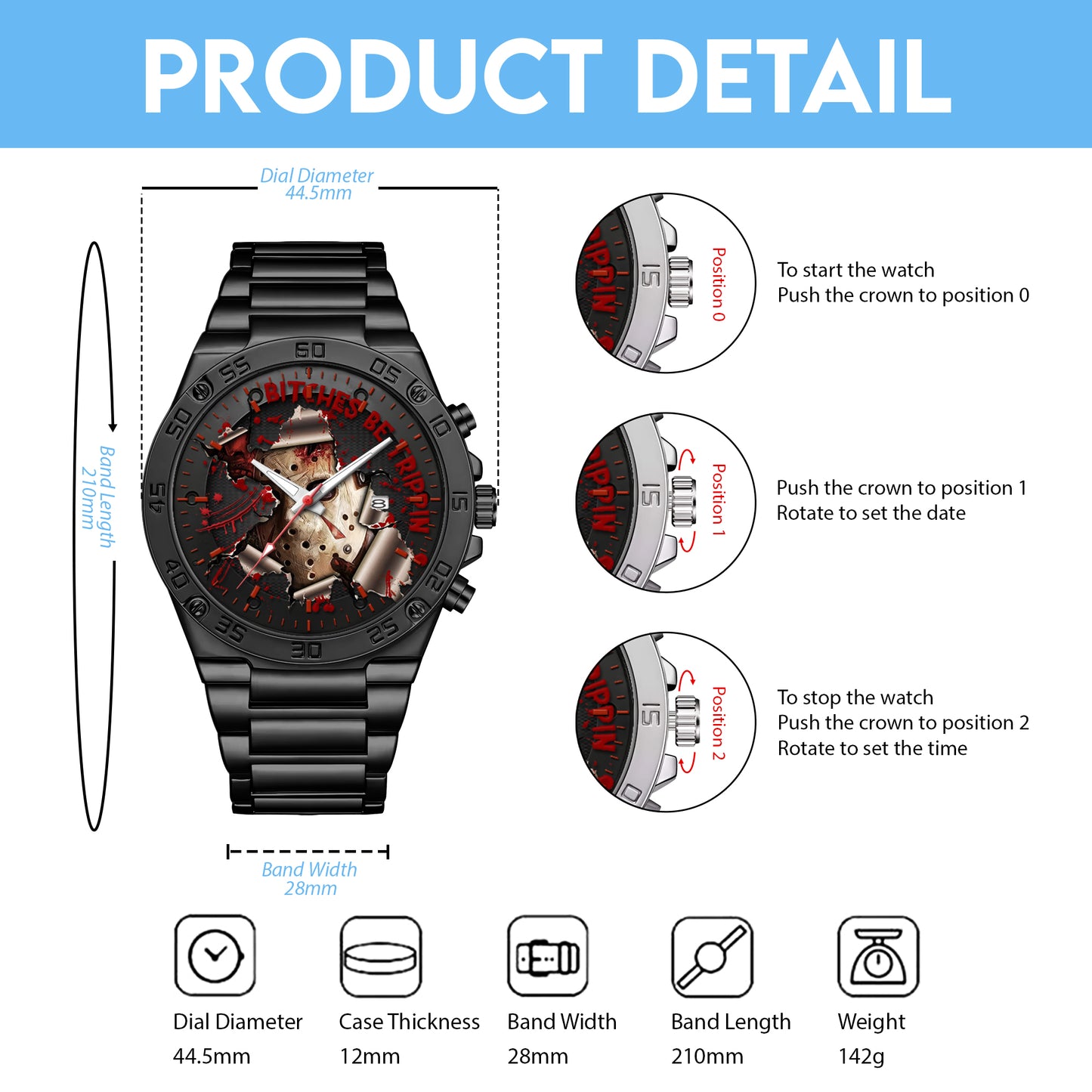 Halloween Horror Movies Bitches Are Trippin Personalized Quartz Watch