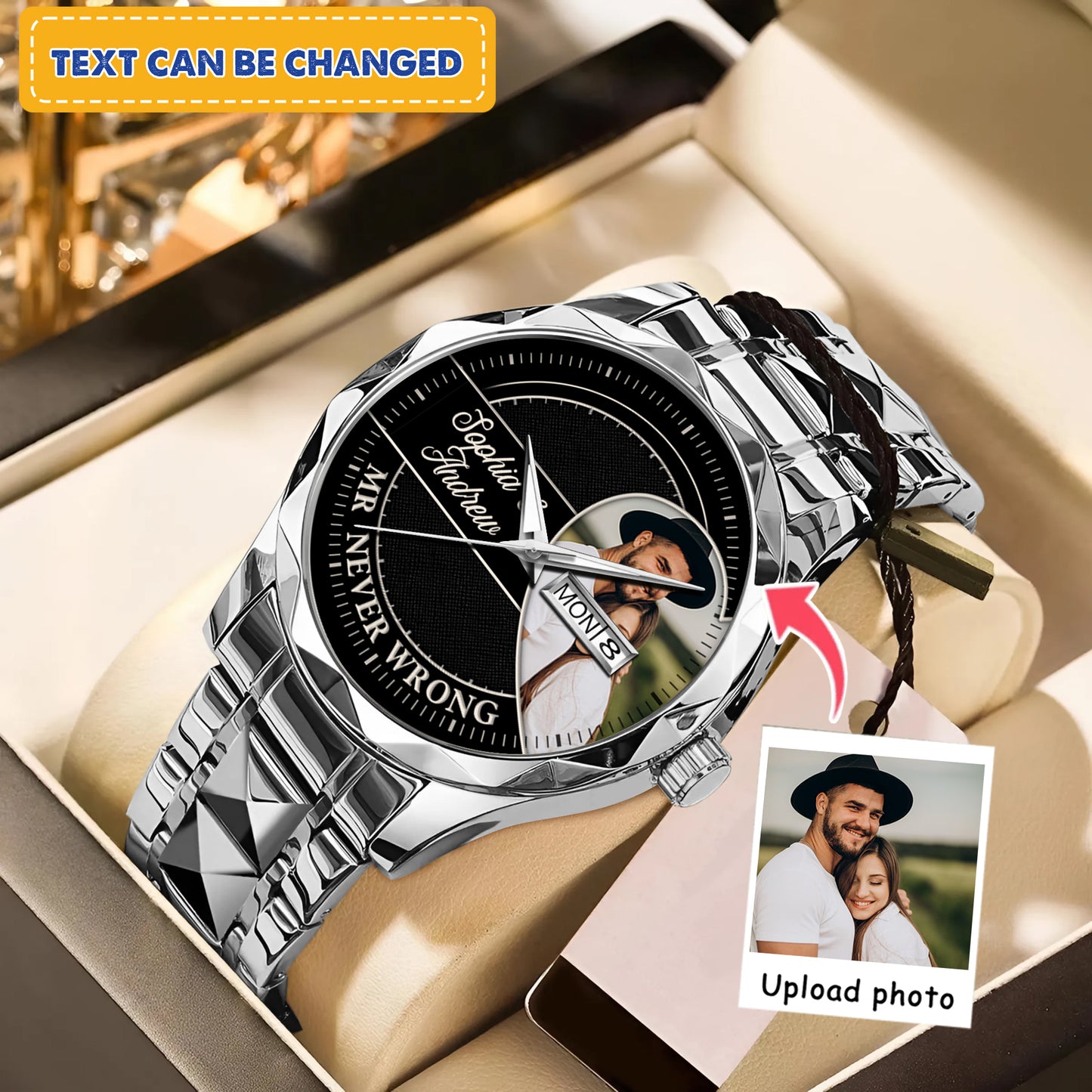 Personalized Heart Couple Photo Keepsake Watches
