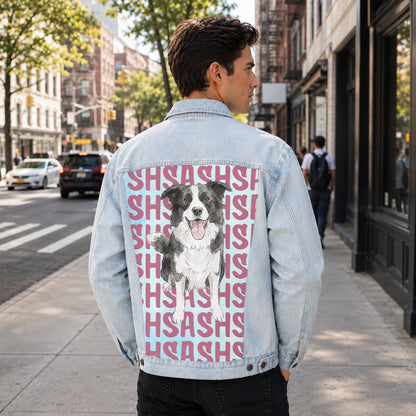 Custom Pet's Photo & Name Printed Denim Jacket
