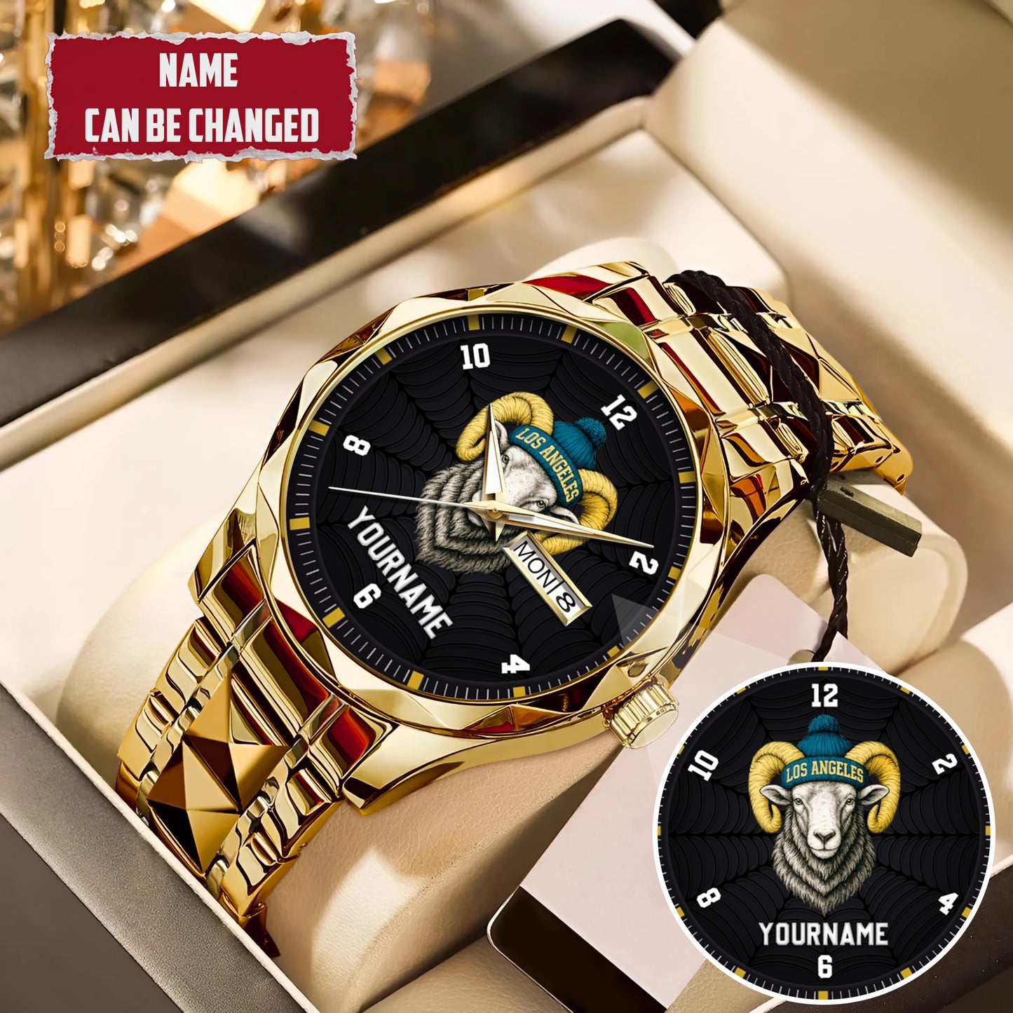 Personalized Retro Mascot Football Custom Name Watch Father's Day Gift For Him