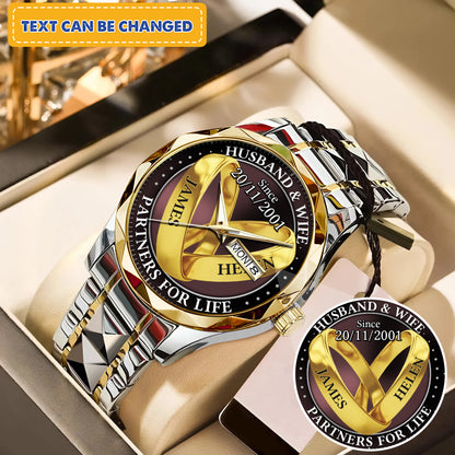 Personalized Wedding Rings - Custom Stainnless Steal Black Metal Watch
