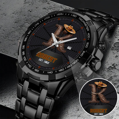 Personalized Western Letter Name Quartz Watch Father's Day Gift For Him