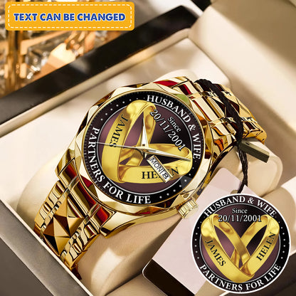Personalized Wedding Rings - Custom Stainnless Steal Black Metal Watch