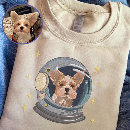 Personalized Embroidered Space Pet Dog Cat Custom Photo Hoodie Sweatshirt T-Shirt