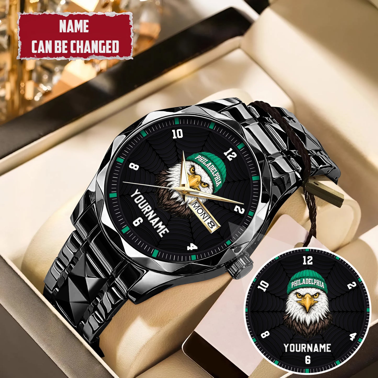 Personalized Retro Mascot Football Custom Name Watch Father's Day Gift For Him